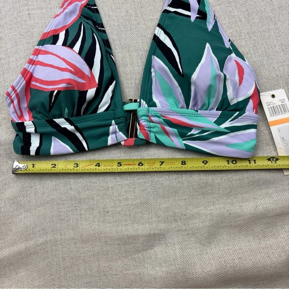 Anne Cole Women's Zesty Tropical Printed Ring Halter Bikini Top Size S